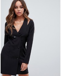 PrettyLittleThing Premium Cut Out Shoulder Blazer Mini Dress In Black