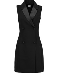 Iris and Ink Satin Trimmed Crepe Tuxedo Dress