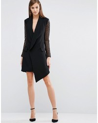The 8th Sign Tuxedo Dress With Mesh Sleeves