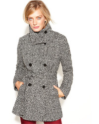 Calvin Klein Double Breasted Belted Tweed Coat