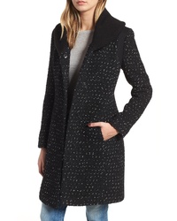 Kensie Knit Collar Tweed Coat