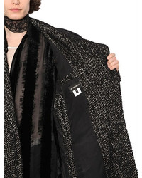 Ann Demeulemeester Oversized Long Wool Tweed Coat