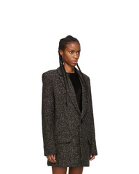 Tibi Black And Multicolor Recycled Tweed Long Blazer