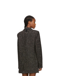 Tibi Black And Multicolor Recycled Tweed Long Blazer