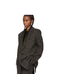 Tibi Black And Multicolor Recycled Tweed Long Blazer