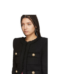 Balmain Black Collarless Tweed Jacket