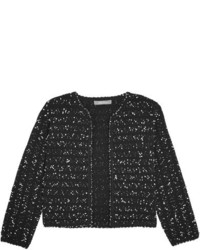 Lela Rose Cropped Boucl Tweed Jacket Black