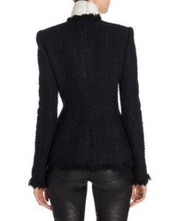 Alexander McQueen Frayed Tweed Jacket