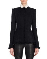 Alexander McQueen Frayed Tweed Jacket