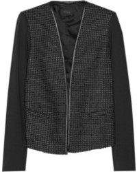 Theory Jacinth Leather Trimmed Tweed Blazer