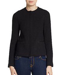 Vince Leather Accented Tweed Jacket