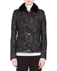 Akris Punto Tweed Jacket With Detachable Faux Fur Collar
