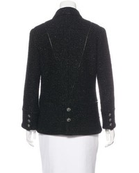Chanel Zipper Trimmed Tweed Blazer