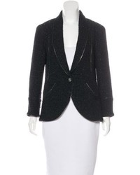 Chanel Zipper Trimmed Tweed Blazer