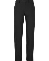 Brioni Slim Fit Leather Trimmed Cotton And Silk Blend Twill Trousers