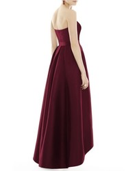 Alfred Sung Strapless Highlow Sateen Twill Gown