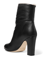 Jimmy Choo Bethanie 85 Shearling Lined Textured Leather Ankle Boots