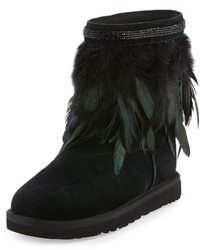 UGG Classic Short Feather Trim Boot Black