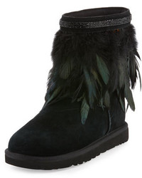 UGG Classic Short Feather Trim Boot Black
