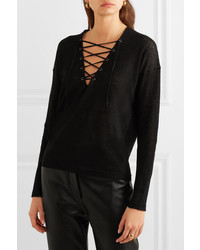 Nili Lotan Arabella Lace Up Linen Sweater