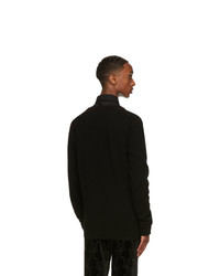 Alexander McQueen Black Cashmere Logo V Neck Sweater