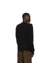 Jil Sander Black Cashmere V Neck Sweater