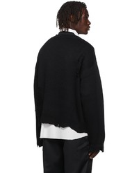 C2h4 Black Distressed Layered Sweater