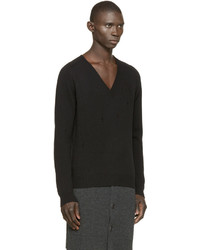 Givenchy Black Distressed Wool Sweater