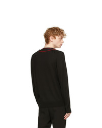 Alexander McQueen Black Logo V Neck Sweater