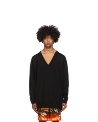 Dries Van Noten Black Long V Neck Sweater