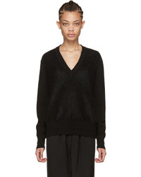 Givenchy Black Mohair V Neck Sweater
