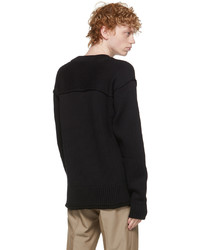 Dunhill Black Panel Detail V Neck Sweater