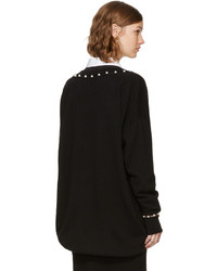 Givenchy Black Pearl V Neck Sweater