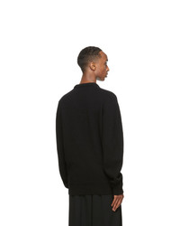 Lemaire Black Shetland Wool V Neck Sweater
