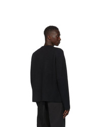 Jil Sander Black Silk And Wool V Neck Sweater