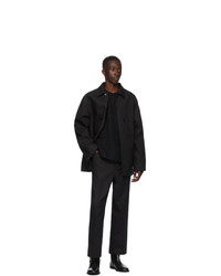 Jil Sander Black Silk And Wool V Neck Sweater