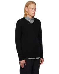Sunspel Black V Neck Sweater