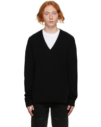 Solid Homme Black V Neck Sweater