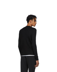 Prada Black Wool And Nylon V Neck Sweater