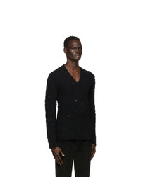 Dolce and Gabbana Black Wool Distressed Sweater