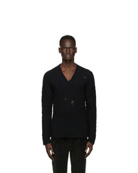 Dolce and Gabbana Black Wool Distressed Sweater