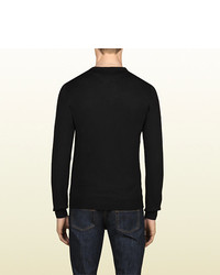 Gucci Black Wool V Neck Sweater