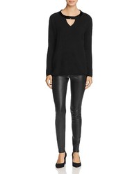 C By Bloomingdales Cashmere Cutout Sequin V Neck 100%
