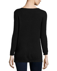 Neiman Marcus Cashmere V Neck Basic Sweater Black