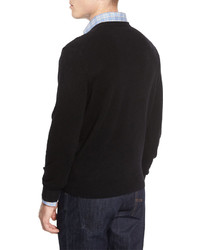 Neiman Marcus Cashmere V Neck Sweater Black