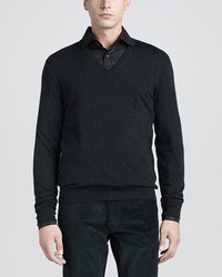 Ralph Lauren Black Label Cashmere V Neck Sweater Charcoal