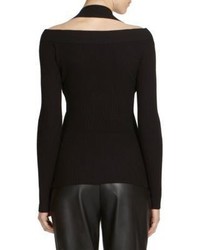 Cédric Charlier Cedric Charlier Ribbed Cold Shoulder Sweater