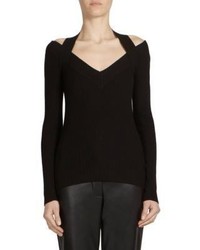 Cédric Charlier Cedric Charlier Ribbed Cold Shoulder Sweater