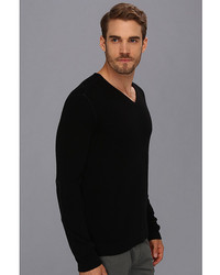 John Varvatos Collection Cashmere V Neck Sweater W Elbow Patches