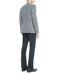 Versace Collection Printed Jacquard Jacket Perforated Sleeve V Neck Sweater Tuxedo Stripe Trousers